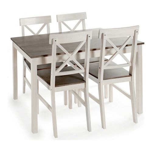 Table set with 4 chairs Grey White Aspen wood