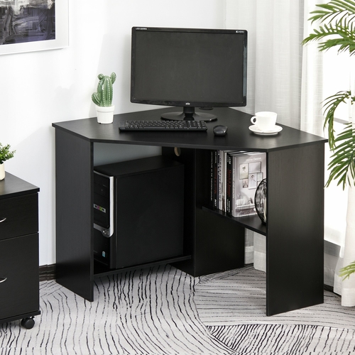 HOMCOM Modern Multi-Tier Computer Office Desk Wood Corner Desk with