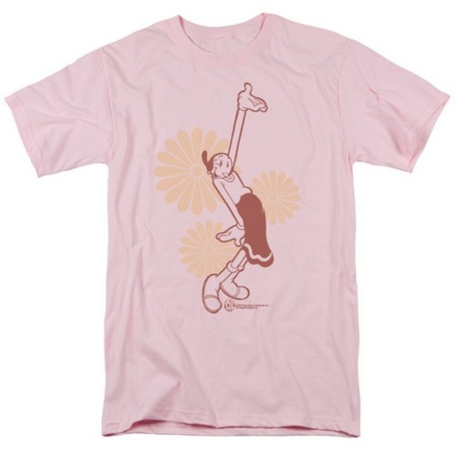 Trevco Popeye-Daisies Short Sleeve Adult 18-1 Tee, Pink - Medium