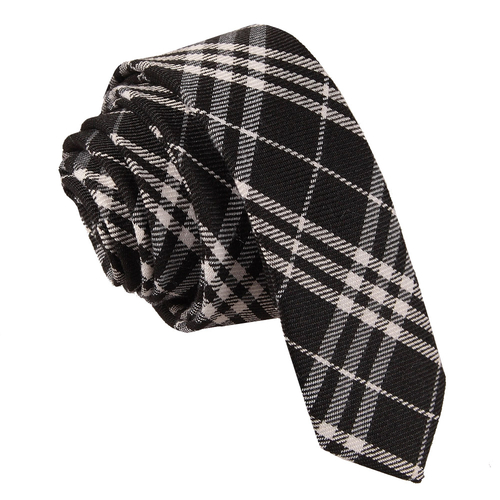 Tartan Skinny Tie - Black & White