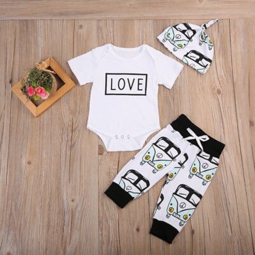 Newborn Baby Boy Girls Summer Outfits Letter T