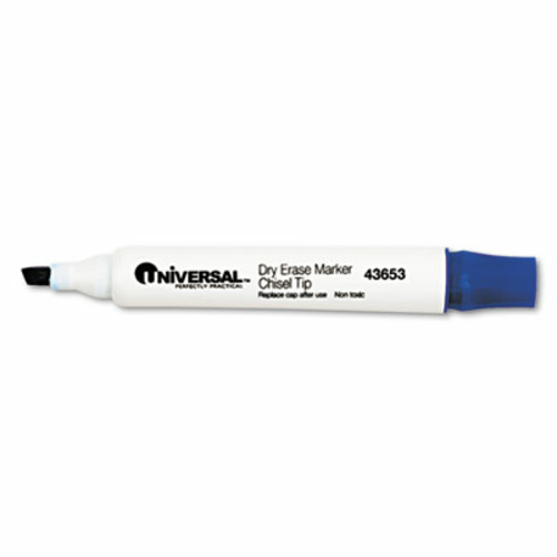 Universal 43653 Dry Erase Marker  Chisel Tip  Blue  Dozen