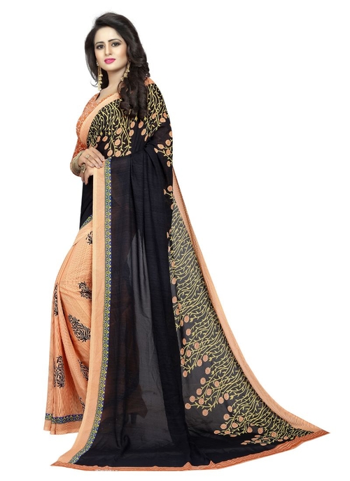 Generic Women's Georgette Saree(Black, 5.5-6mtrs)