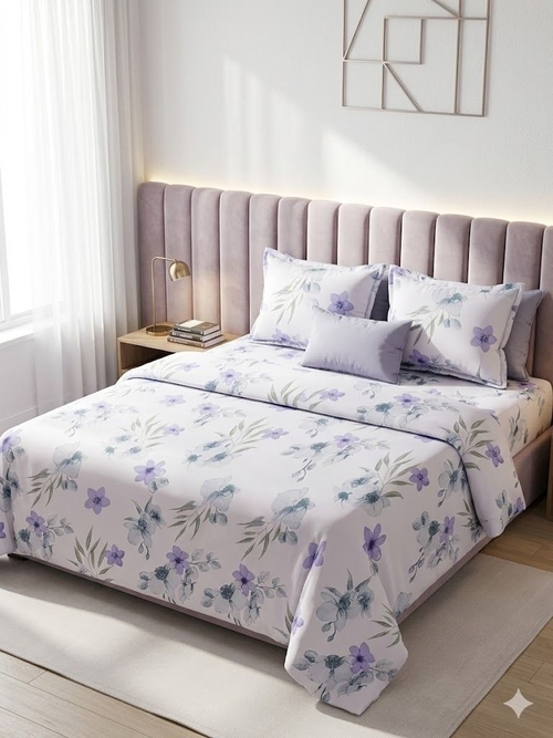 Main Elegant Floral Double Bed Bedsheet with Pillow Covers image