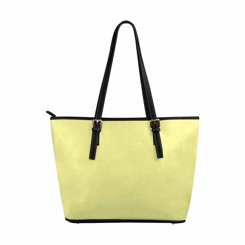 Large Leather Tote Shoulder Bag - Pastel Yellow