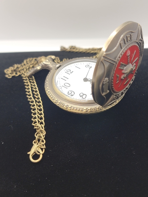 Bronze Fire Fighter Pocket Watch with Decorative Gift Box