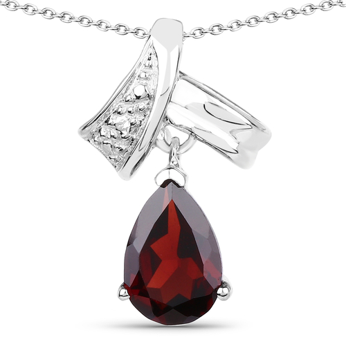 1.30 Carat Genuine Garnet .925 Sterling Silver Pendant