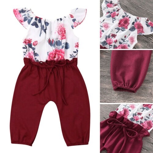 Pudcoco Infant Toddler Baby Girls Flower Jumpsuit