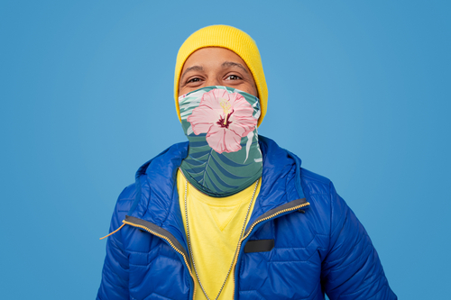 Neck Gaiter/Balaclava/Magic Scarf Headband & Face Mask (Hibiscus)