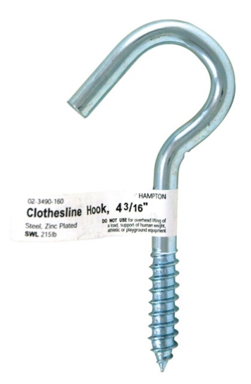 Hampton 02-3490-160 Clothesline Bolt Hook  0.375 x 4.19 in. - 