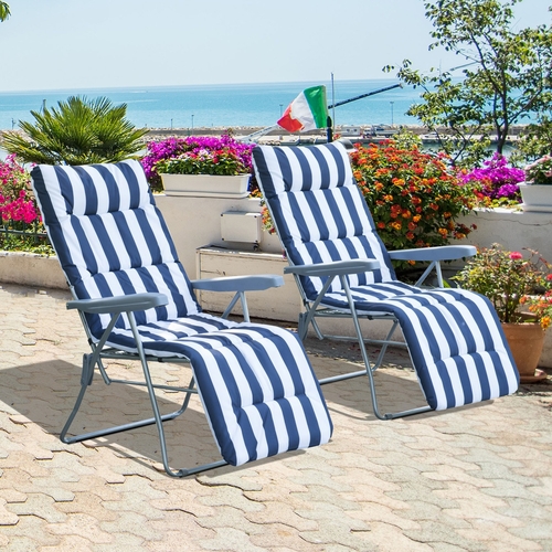 Outsunny Set of 2 Garden Patio Sun Lounger Adjustable Outdoor Recliner