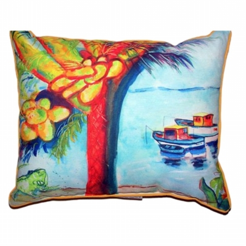 Betsy Drake HJ440 Cocoa Nuts & Boats Large Indoor & Outdoor Pillow