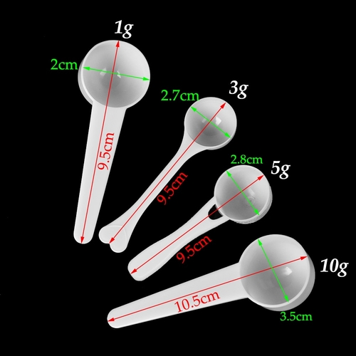 10PCS 1/3/5/10g Plastic White Measuring Spoons