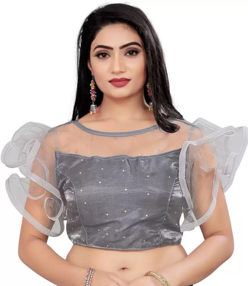 Solid Crop Top For Women And Girls Grey