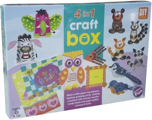 4in1 Kid Craft Box, DIY Craft Paper Cut Puppets