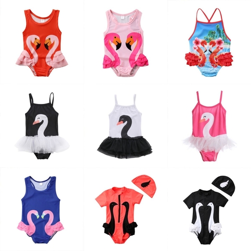 Super Cute Swan Printing One piece Swimsuit