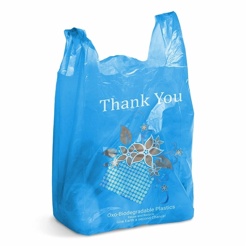 Pack of 400 OXO-Biodegradable Thank You Plastic Bags 18 x 8 x 32. Blue