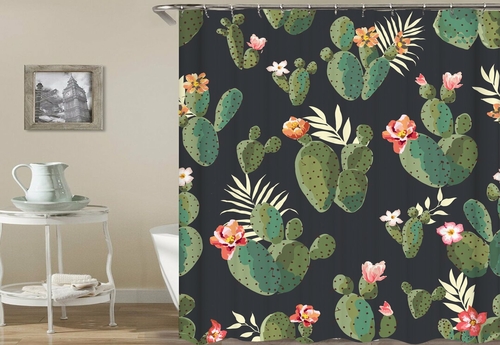 Flowering Cactus Shower Curtain