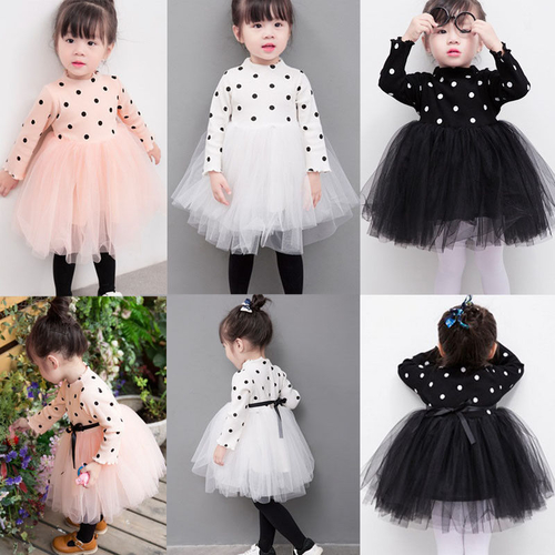 Toddler Kids Baby Girls Polka Dots Princess Dress