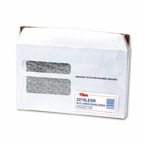 Tops 2219LESR Double Window Tax Form Fast Close Envelope/W-2 Laser For