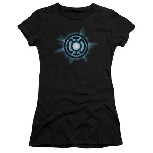 Trevco Green Lantern-Blue Glow Short Sleeve Junior Sheer Tee, Blac