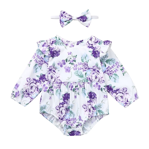 Infant Baby Girls Rompers Long Sleeve Floral Print