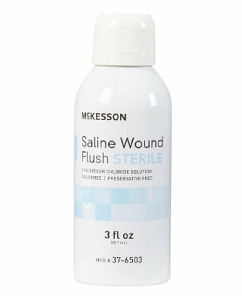 McKesson Saline Wound Flush 7.1 oz. Pack of 12 Sodium Chloride 0.9%.