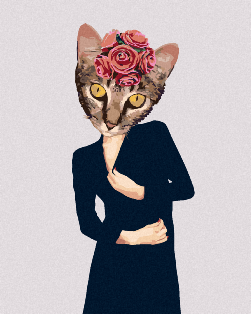 Paint by Numbers - CAT IN CLOTHES AND ROSES