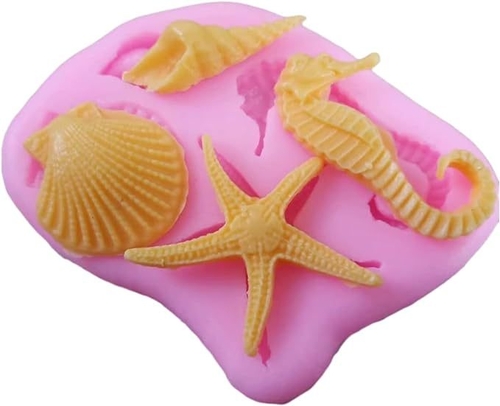 Marine Theme Fondant Molds Seashell Conch Starfish Baking Silicone