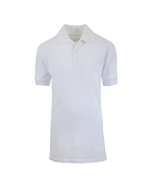 Adult School White Uniform Short Sleeve Polo Shirts - Medium-2XL, 
