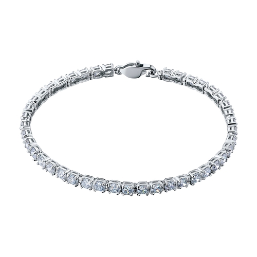 14K White Gold Bracelet with 38 Round-Cut Lab-Created Diamonds 5.27