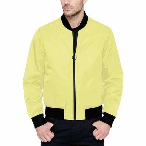 Mens Jacket - Pastel Yellow Bomber Jacket