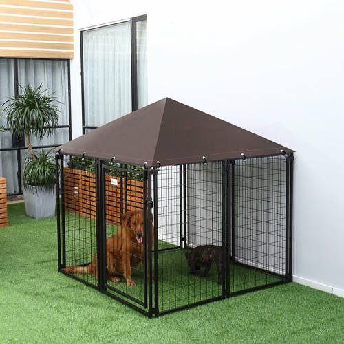 PawHut Lockable Dog House Kennel with Water-resistant Roof for Small