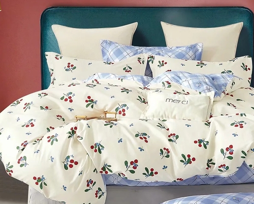 Myra Cherry Print 100% Cotton Comforter Set 