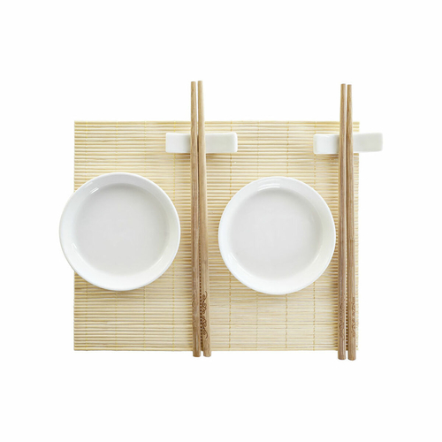 Sushi Set DKD Home Decor Bamboo Plastic Stoneware White Natural