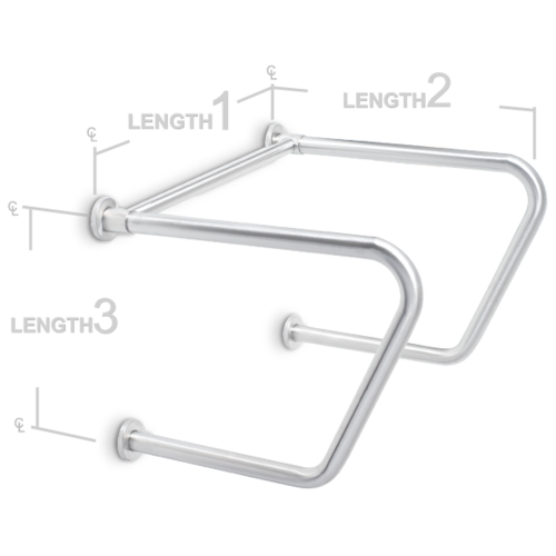 AJW UG130-O242416 24 X 24 X 16 In. Exposed Flange Grab Bar - Configura