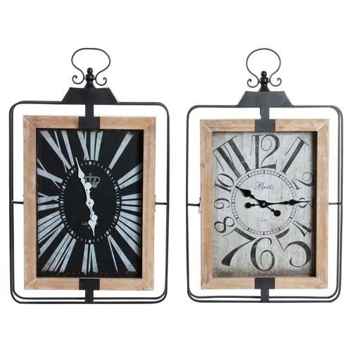 Wall Clock DKD Home Decor RE-180398 46 x 6 x 75 cm Black Beige Iron