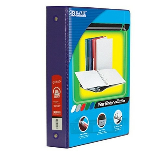 Bazic 4147 3-Ring View Binder with 2-Pockets  Purple - 1.5 in.