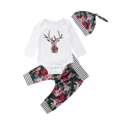 Newborn Baby Boys Girls Deer Tops Romper