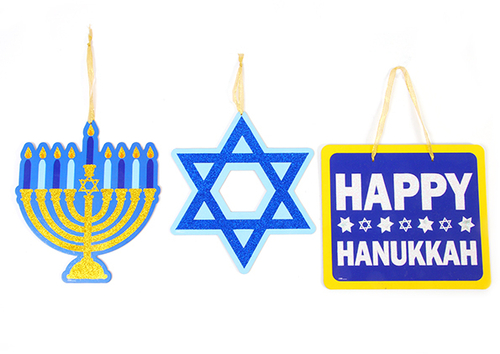DDI 2127545 Hanging Hanukkah Plaques Embellished with Glitter Case of 