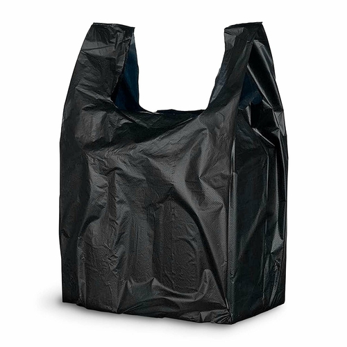 Pack of 500 Black Plastic Bags 18 x 8 x 28. Plain Carry-Out T-Shirt