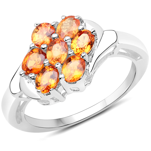 1.40 Carat Genuine Orange Sapphire .925 Sterling Silver Ring