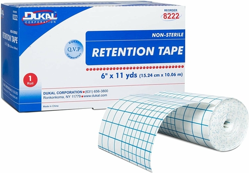 Dukal Pack of 4 Retention Tape. Medical Tapes 6" x 11 yds. Pre-Cut