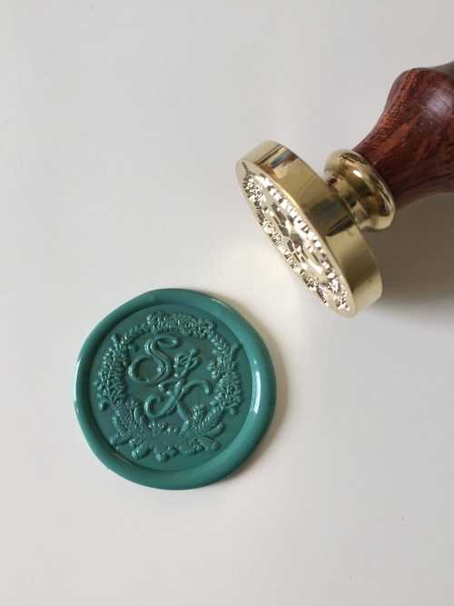 Calligraphy Wreath design Wedding Wax Seal Stamp with initials