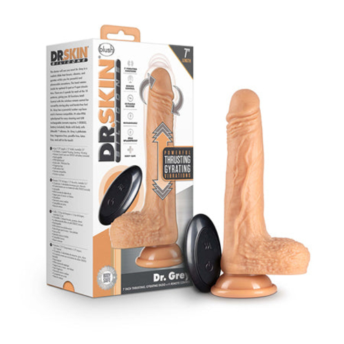 Blush Dr. Skin Dr. Grey Remote-Controlled 7 in. Thumping Dildo with