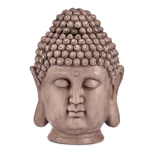 Decorative Garden Figure Buddha Head Grey Polyresin (31,5 x 50,5 x 35