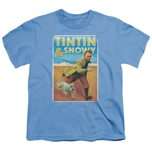 Tintin-Tintin & Snowy Short Sleeve Youth 18-1 Tee, Carolina Blue -