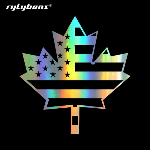 Rylybons 10*10cm USA Flag Maple leaf Decal Sticker