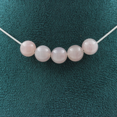 Rose Quartz from Madagascar 8 mm 5 beads necklace.