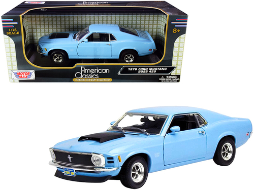 1970 Ford Mustang Boss 429 Light Blue 1/18 Diecast Model Car by